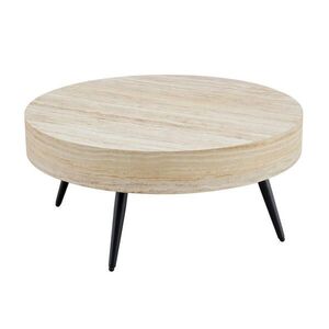OKWISH KONFERENČNÍ stolek 70/70/35, 5 cm černá světlý dekor z MDF a kovu s nastavitelnými nožkami obraz