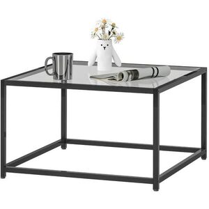 OKWISH KONFERENČNÍ stolek 68/68/39 cm černý z tvrzeného skla se stabilní ocelovou konstrukcí obraz
