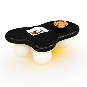 OKWISH KONFERENČNÍ stolek 95/62, 5/32 cm černo-bílý z MDF s LED osvětlením obraz