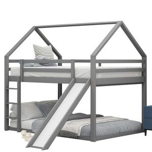 OKWISH PATROVÁ postel 140/200 cm šedá se skluzavkou a žebříkem do dětského pokoje obraz