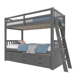 OKWISH DĚTSKÁ palanda 90/200 cm šedá se 3 zásuvkami a výsuvnou přistýlkou obraz