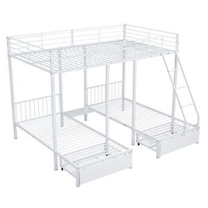 OKWISH PATROVÁ postel 140/200 cm bílá kovová se 2 zásuvkami, dělitelná obraz