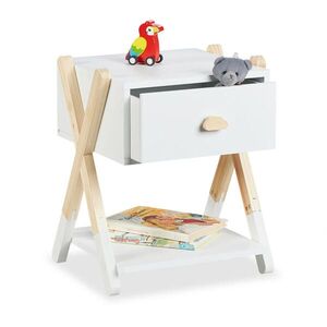 Relaxdays STOLEK Bílá přírodní se zásuvkou 42 cm obraz
