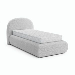 Beautysofa ČALOUNĚNÁ POSTEL Motti 90×200, jednolůžko s úložným prostorem a taštičkovou matrací 20 cm, světle šedá obraz