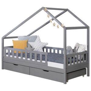 Livetastic DĚTSKÁ POSTEL SE STŘÍŠKOU, 90/200 cm, světle šedá obraz