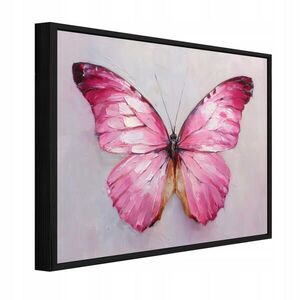 Wallarena ZARÁMOVANÝ obraz motýl beton růžový 100x70 cm obraz