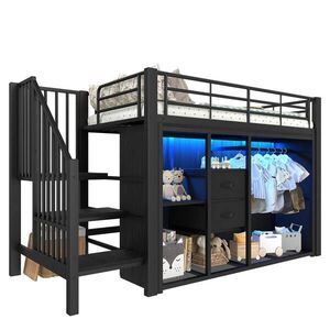 OKWISH PATROVÁ postel 90/200 cm černá se 2 zásuvkami a vícebarevným LED osvětlením obraz
