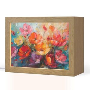 OnlyWow STOLNÍ LAMPA Květiny - barevné - malba - abstraktní - umění 20x15 cm obraz