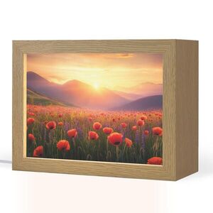 OnlyWow STOLNÍ LAMPA Krajina - Západ slunce - Květinové pole 20x15 cm obraz