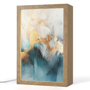 OnlyWow STOLNÍ LAMPA Abstraktní - umění - zlatá - modrá 20x30 cm obraz