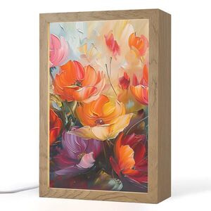 OnlyWow STOLNÍ LAMPA Květiny - barevné - malba - abstraktní - umění 20x30 cm obraz