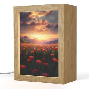 OnlyWow STOLNÍ LAMPA Krajina - Západ slunce - Květinové pole 15x20 cm obraz