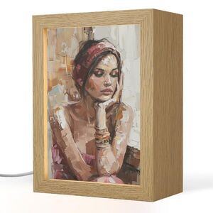 OnlyWow STOLNÍ LAMPA Žena - vzhled malby - portrét - moderní 15x20 cm obraz