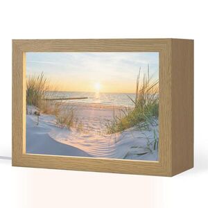OnlyWow STOLNÍ LAMPA Pláž - Slunce - Duna - Tráva - Písek - Horizont 20x15 cm obraz