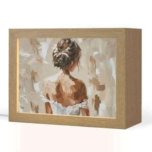 OnlyWow STOLNÍ LAMPA Žena - malba - abstraktní - béžová - moderní 20x15 cm obraz