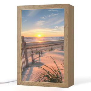 OnlyWow STOLNÍ LAMPA Pláž - Moře - Duna - Západ slunce - Krajina 20x30 cm obraz
