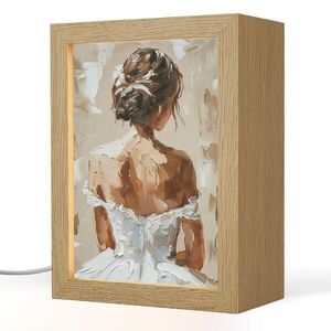 OnlyWow STOLNÍ LAMPA Žena - malba - abstraktní - béžová - moderní 15x20 cm obraz
