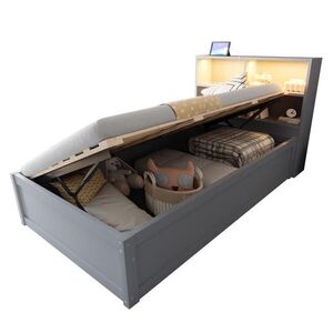 Redom POSTEL 90/200 cm s LED osvětlením, multifunkční zásuvkou a 4 úložnými prostory, Šedá obraz