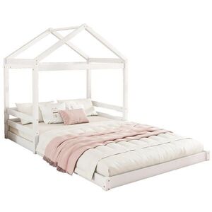 Redom POSTEL ve tvaru domku 140/200 cm s lamelovým roštem, borovicové dřevo a MDF, snadná montáž, Bílá obraz