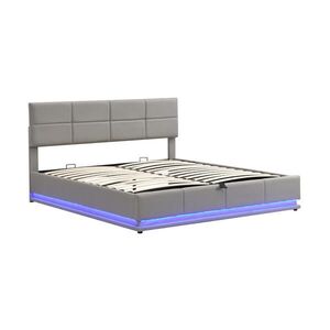 Redom ČALOUNĚNÁ postel 180/200 cm s LED osvětlením, hydraulickým úložným prostorem a nastavitelným čelem, Cementově šedá obraz