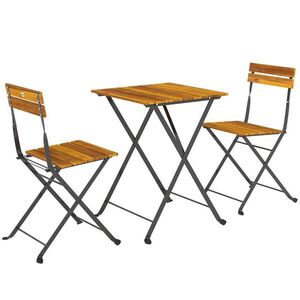Outsunny BISTRO stůl se 2 židlemi, sada 3 ks, akáciové dřevo, ocel, teak obraz