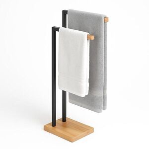 Relaxdays DRŽÁK Černý volně stojící 2-tyčový kov 80, 5 cm obraz