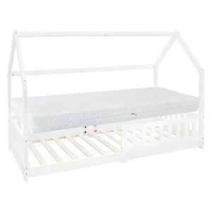ML-DESIGN DĚTSKÁ POSTEL se stříškou a matrací 90x200 cm bílá obraz