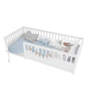 OKWISH DĚTSKÁ postel 90/190 cm bílá z borovice s bezpečnostní zábranou a zámkem obraz
