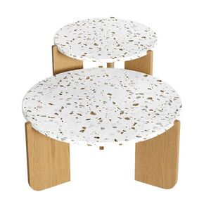 Modfu SADA konferenčních stolků z MDF 70x70x35 a 50x50x45, 5 cm přírodní s flexibilním zasouvacím designem a dekorativním vzorem obraz