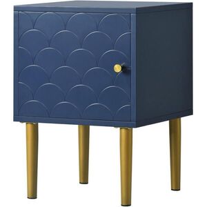 OKWISH NOČNÍ stolek 35/35/51 cm marine modrá z dřevotřísky a kovu s magnetickým zavíráním obraz