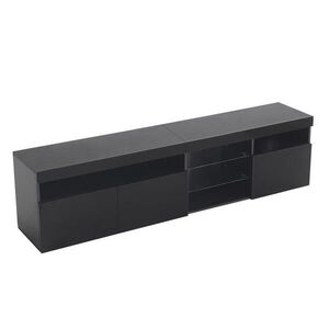 Redom TV stolek 180/48/35 cm se 3 dvířky, LED osvětlením a vysokým leskem, černá obraz