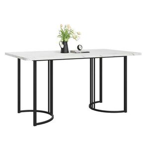 Redom JÍDELNÍ stůl 140/80/75 cm s nastavitelnými nožkami, MDF deska s mramorovým dekorem a kovovou podnoží, Bílá obraz