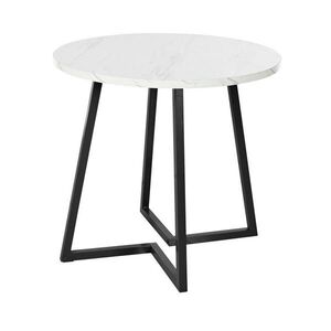 Redom JÍDELNÍ stůl 80/80/75 cm s moderním mramorovým dekorem a stabilní kovovou konstrukcí, Bílá obraz