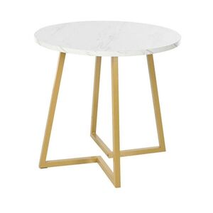 Redom JÍDELNÍ stůl 80/80/75 cm z MDF s mramorovým dekorem a kovovou podnoží, Bílá obraz
