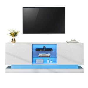 Redom TV stolek 160/38, 5/60 cm s nastavitelnými policemi, tichými panty a úložným prostorem, Bílá obraz