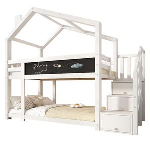 Redom PALANDA 90/200 cm s úložnými schody, tabulí a střešní konstrukcí, Bílá obraz