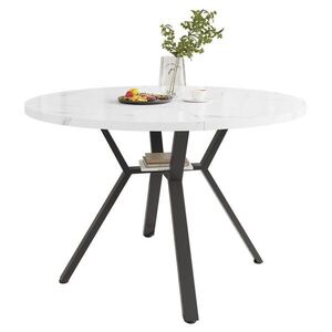 OKWISH JÍDELNÍ stůl 100/100/75 cm bílá/černá z MDF a oceli s mramorovým dekorem obraz