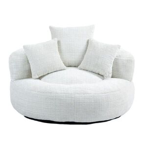 OKWISH RELAXAČNÍ křeslo 108/108/52 cm béžová z žinylky s vysokým opěradlem a područkami obraz