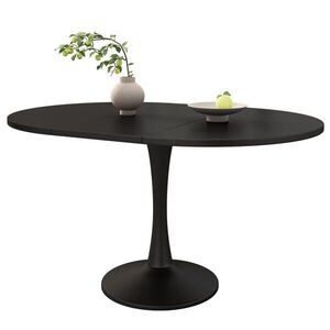 OKWISH JÍDELNÍ stůl 100/140/100/75 cm černý z MDF rozkládací oválný obraz