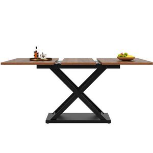 OKWISH JÍDELNÍ stůl 120-160/80/75 cm ořechová/černá z MDF a kovu rozkládací obraz
