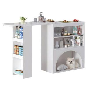 OKWISH BAROVÝ a jídelní stůl 120(+80)/40/100 cm bílý z MDF s výsuvnou deskou a úložným prostorem obraz