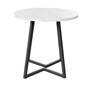 OKWISH JÍDELNÍ stůl 80/80/75 cm bílý z MDF a kovu s mramorovým dekorem obraz