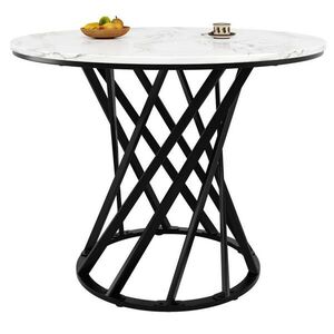 OKWISH JÍDELNÍ stůl 80/80/76 cm černo-bílý z MDF a kovu s nastavitelnými nožkami obraz