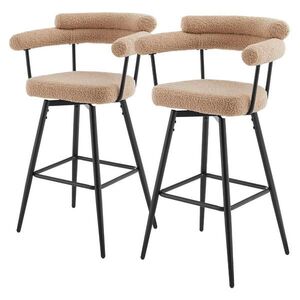 ML-DESIGN BAROVÁ ŽIDLE, sada 2 ks, otočná, hnědá s plyšovým potahem, výška 76 cm obraz