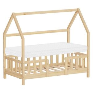 ML-DESIGN DĚTSKÁ POSTEL 70x140 cm s matrací a bočnicí z přírodního borového dřeva obraz