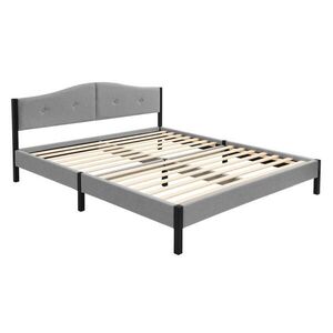 ML-DESIGN ČALOUNĚNÁ POSTEL 160x200 cm šedá s roštem a lněnou látkou obraz