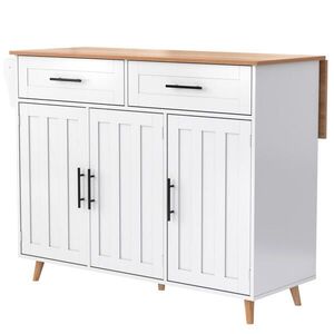 Redom KUCHYŇSKÝ ostrůvek 129/71/91, 5 cm s výklopnou pracovní deskou, úložným prostorem a kolečky, Bílá obraz