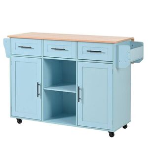 Redom KUCHYŇSKÝ ostrůvek 139/46(71)/91, 5 cm s výklopnou deskou, úložným prostorem a kolečky, Modrá obraz