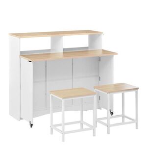 Redom KUCHYŇSKÝ ostrůvek 110/34-68/97, 5 cm s klopnou pracovní deskou, úložným prostorem a 2 stoličkami, Bílá obraz