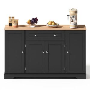 Redom BUFFET 138 cm s výsuvnou zásuvkou, policemi ve dveřích a nastavitelnými policemi, Černá obraz